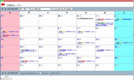 月間カレンダー_Googleカレンダー予定表示